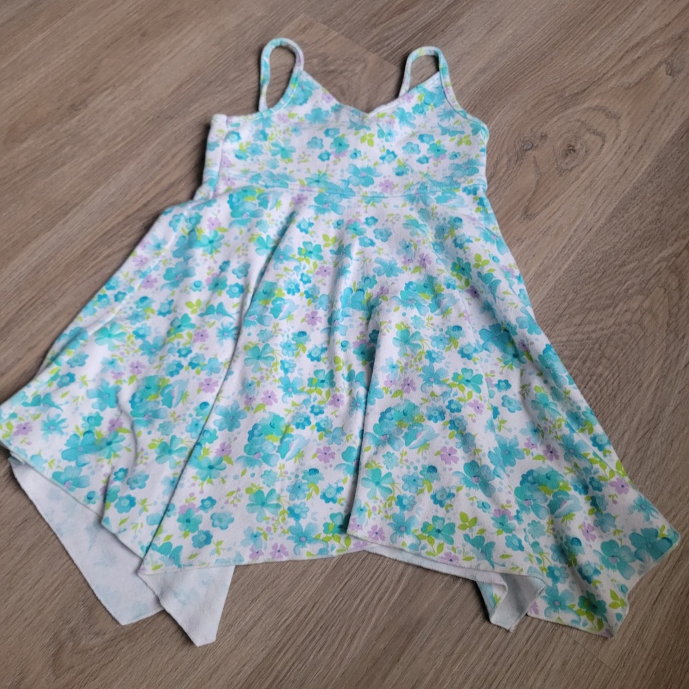Little Lindsey Girls Floral Dress 2T Blue Cotton Handkerchief Hem Summer Boho